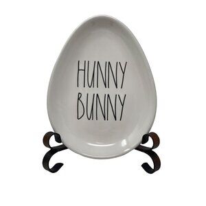 Rae Dunn Easter Plate 8 in HUNNY BUNNY Original Ceramic Spring Rabbit Decor